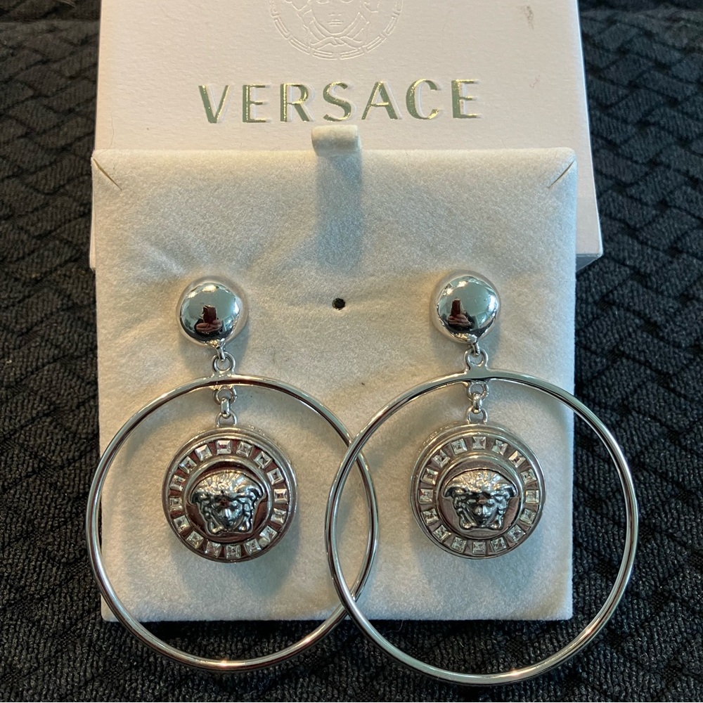 Versace silver-tone crystal earrings